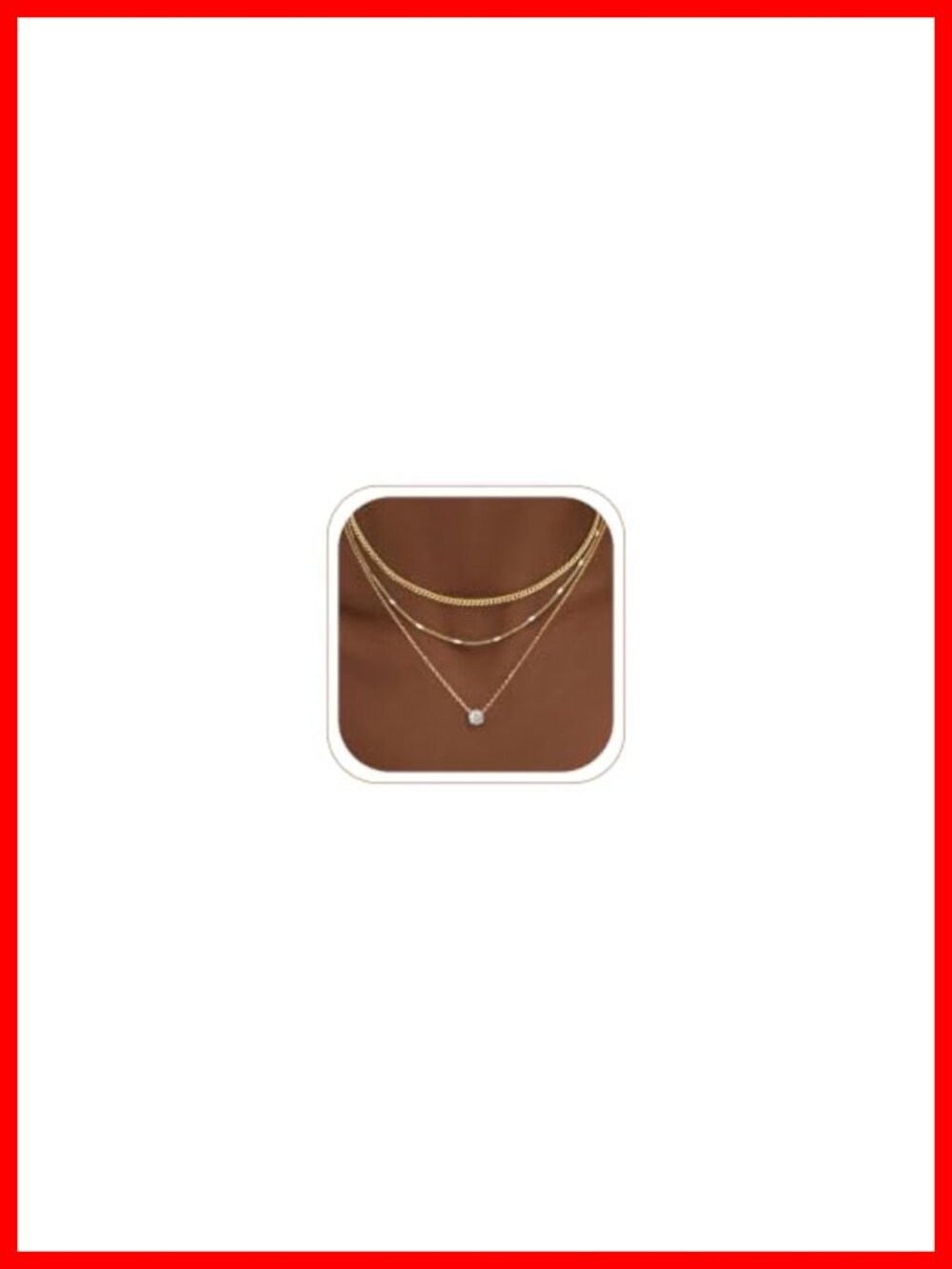 14K Gold Plated Layered Necklace Set Cuban Choker CZ Pendant Stackable